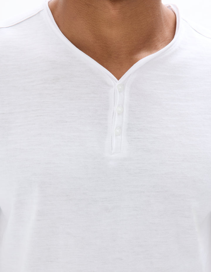 Men - Knitted - T-Shirt - Short sleeves - Henley collar