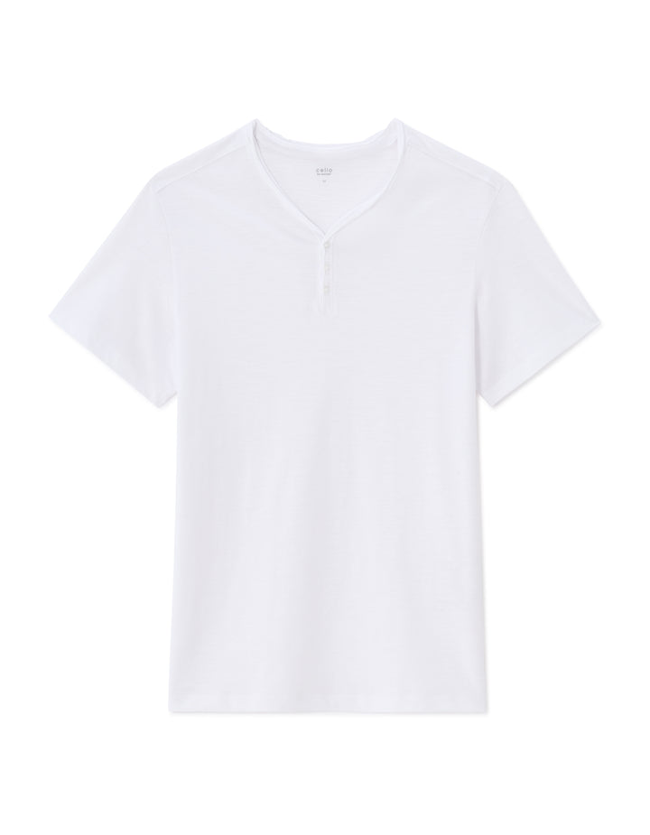 Men - Knitted - T-Shirt - Short sleeves - Henley collar