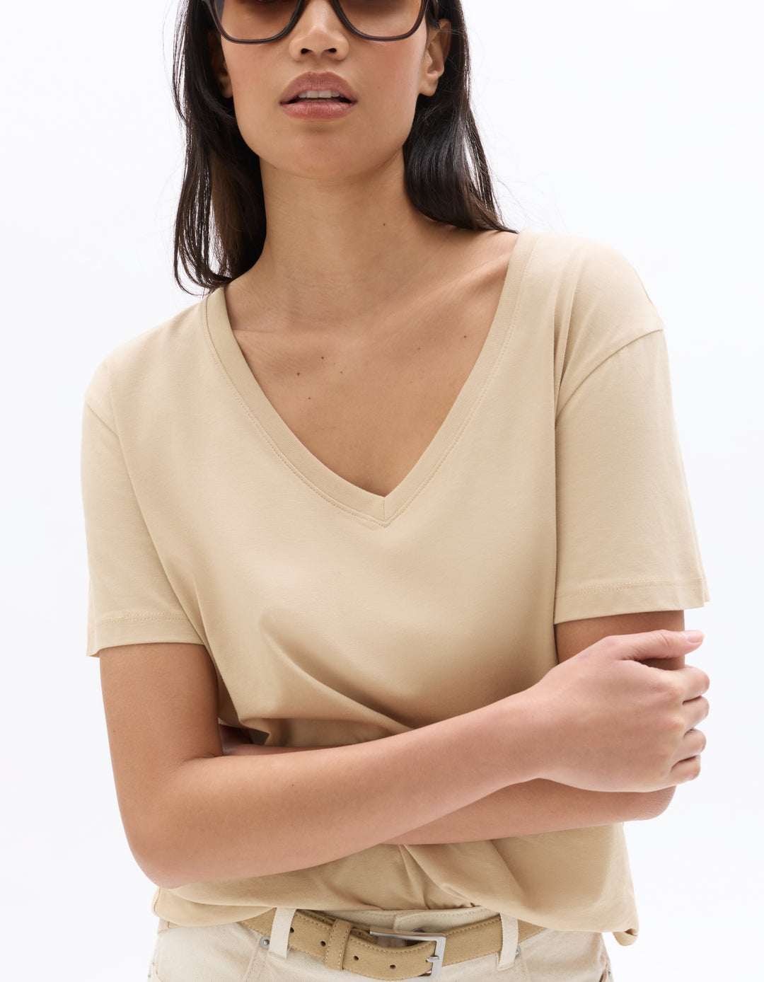 V-neck T-shirt 100% organic cotton