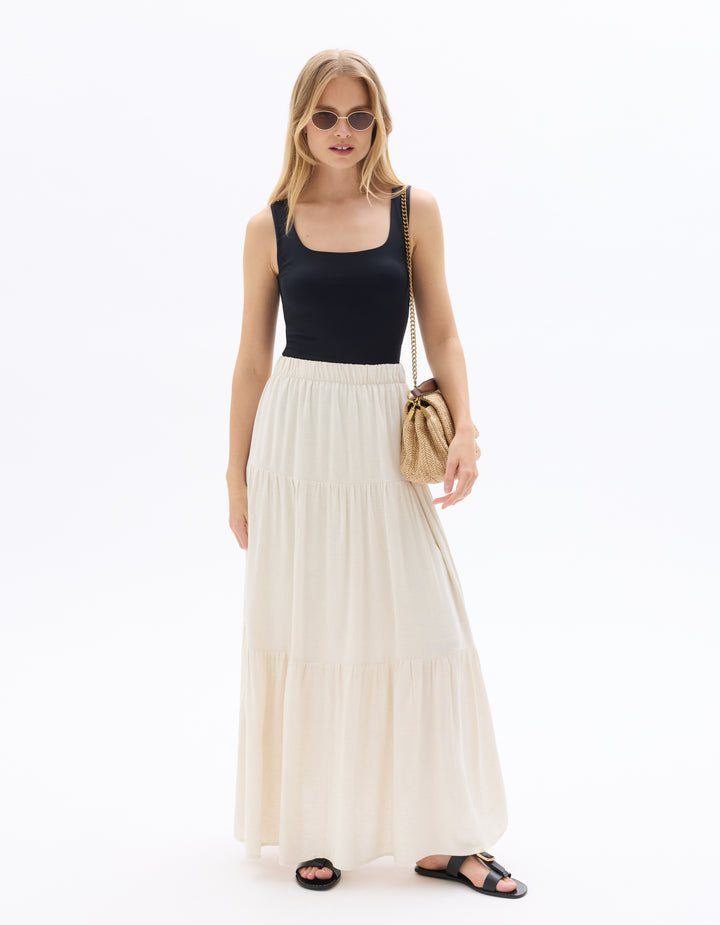 Wide-strapped polyamide tank top