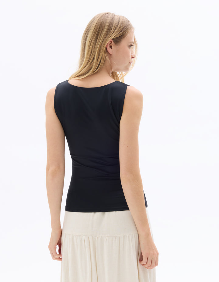 Wide-strapped polyamide tank top