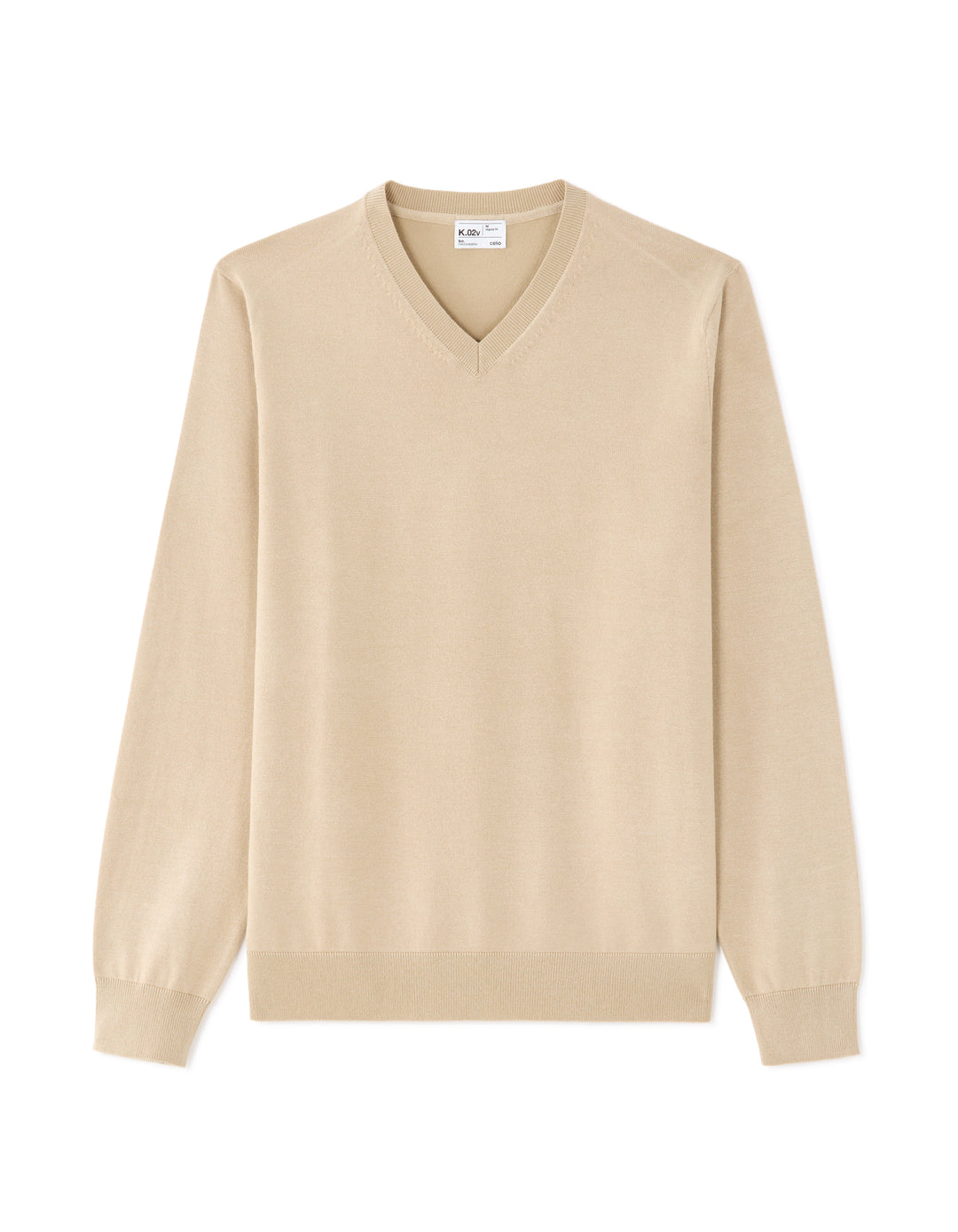 Plain V-neck sweater in fine knit