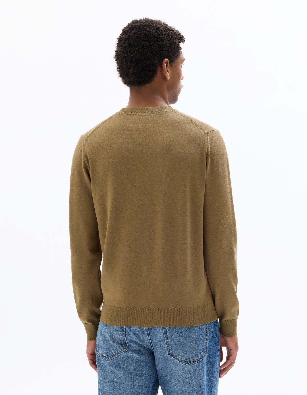 Plain V-neck sweater in fine knit