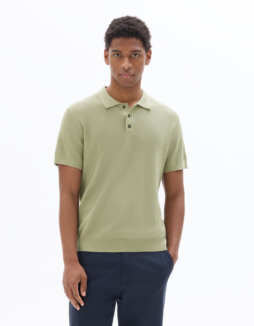 Men - Knitted - Polo Shirt - Short sleeves
