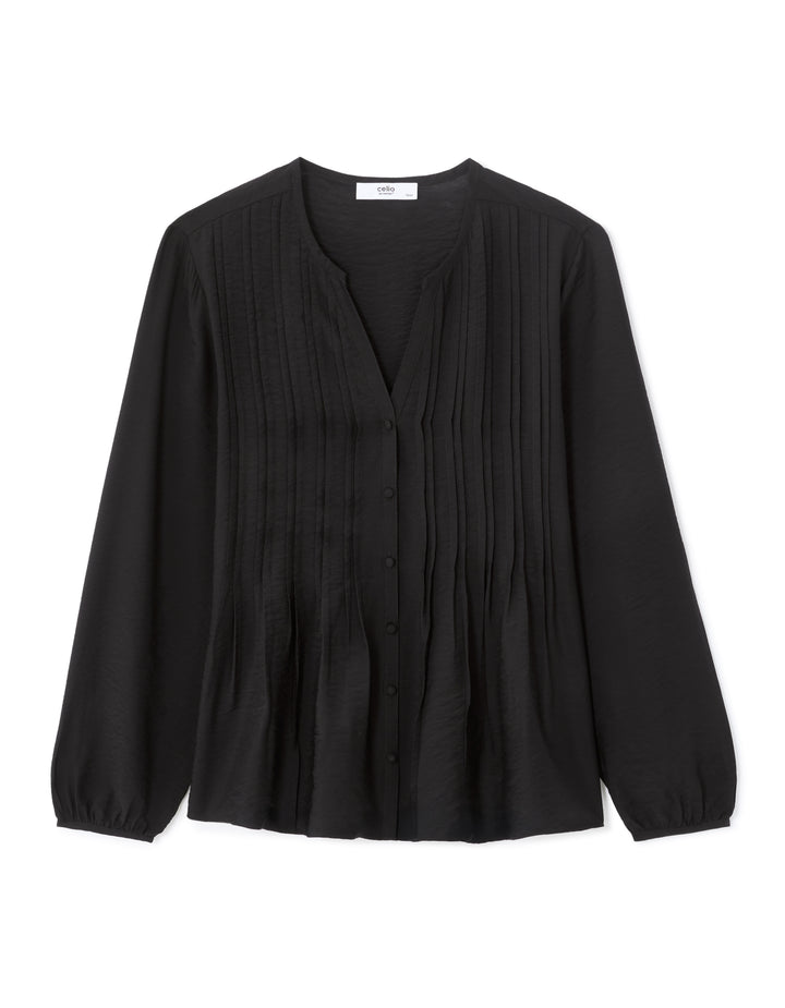 Ecru Pleated V-neck Blouse
