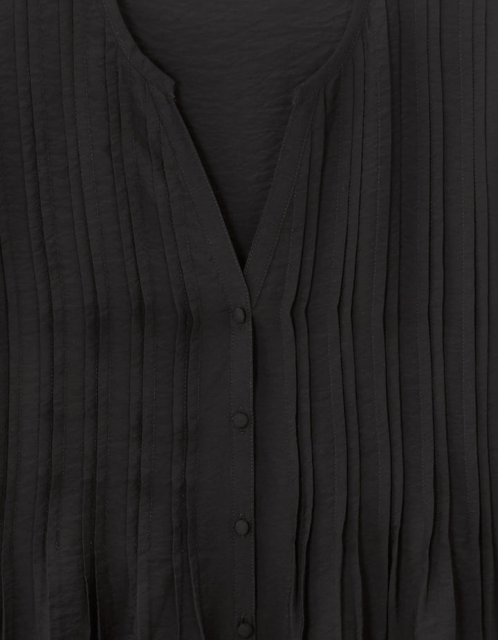 Ecru Pleated V-neck Blouse