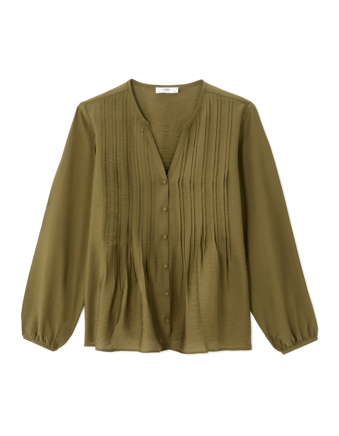 Ecru Pleated V-neck Blouse