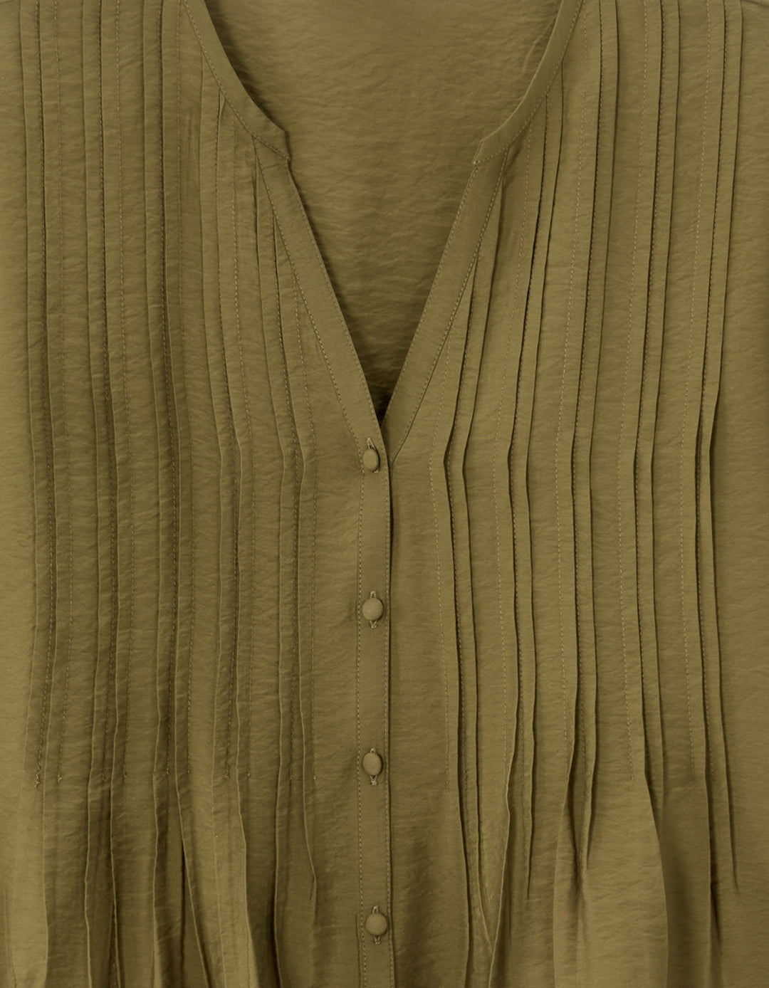 Ecru Pleated V-neck Blouse