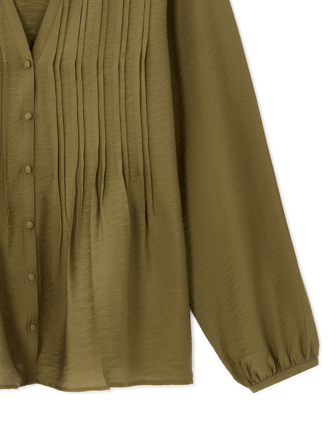 Ecru Pleated V-neck Blouse