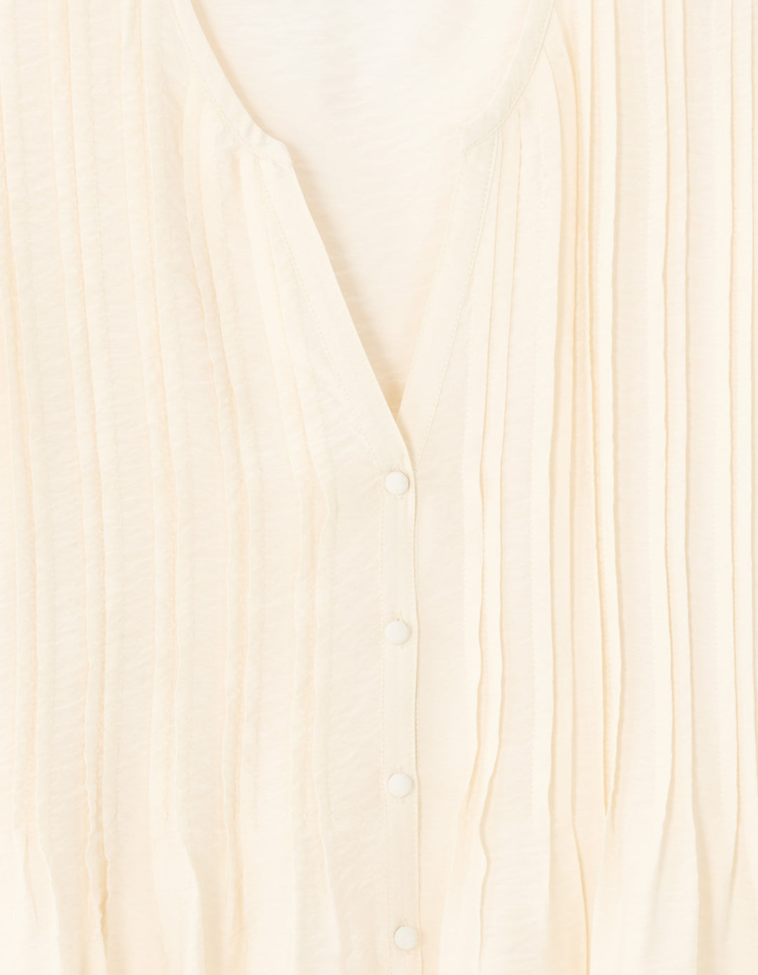 Ecru Pleated V-neck Blouse