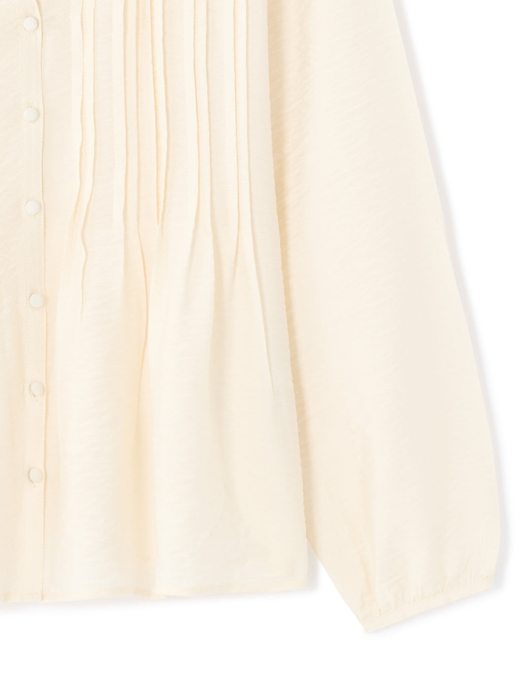 Ecru Pleated V-neck Blouse