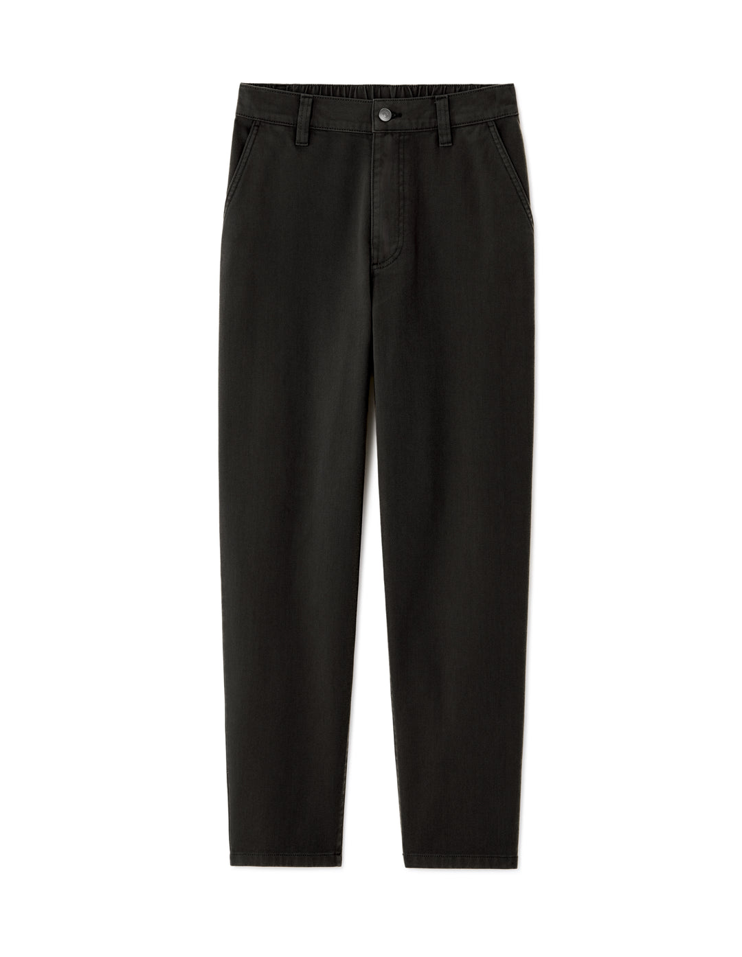 Black 100% Cotton Carrot Fit 7/8 Length Pants