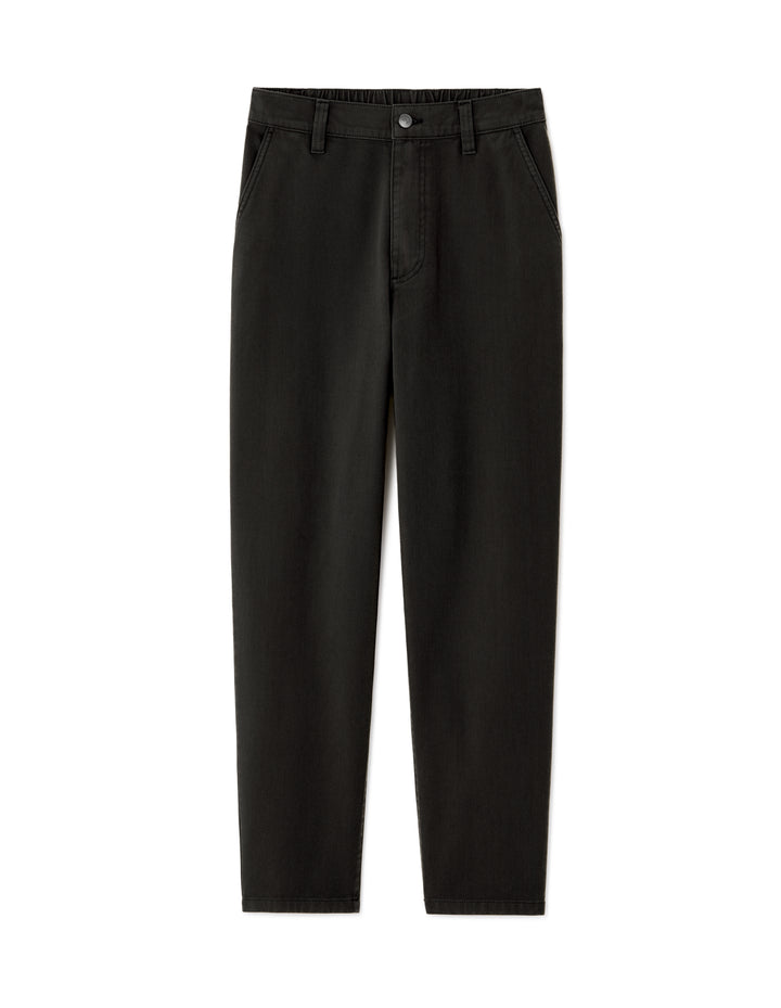 Black 100% Cotton Carrot Fit 7/8 Length Pants