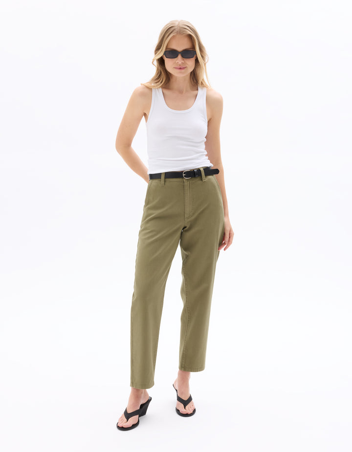 Black 100% Cotton Carrot Fit 7/8 Length Pants