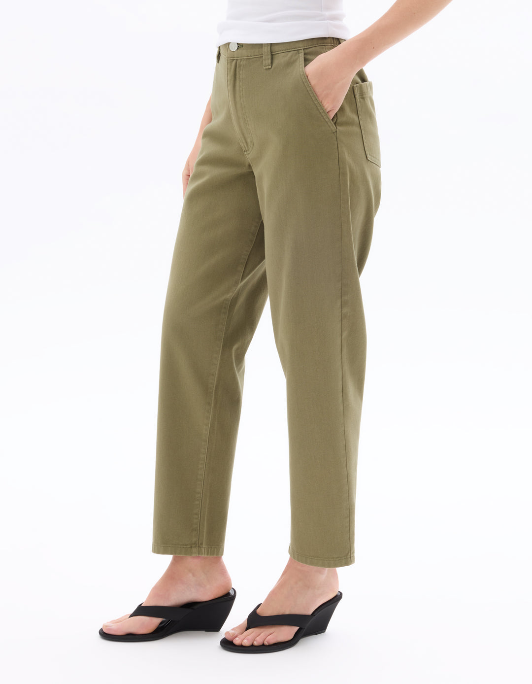 Black 100% Cotton Carrot Fit 7/8 Length Pants