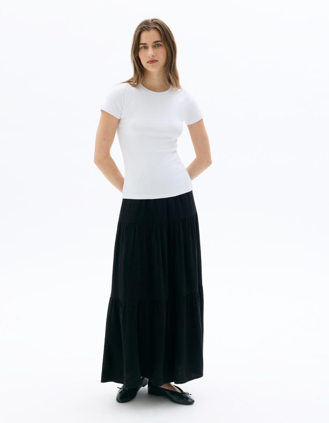 Long viscose linen skirt