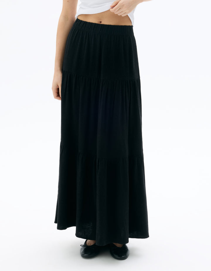 Long viscose linen skirt