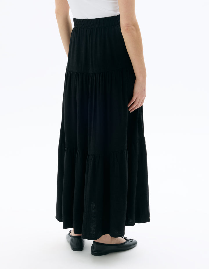 Long viscose linen skirt