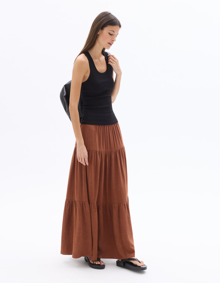 Long viscose linen skirt
