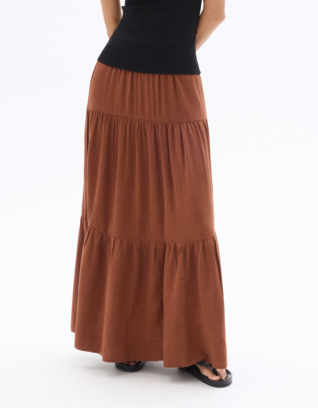 Long viscose linen skirt