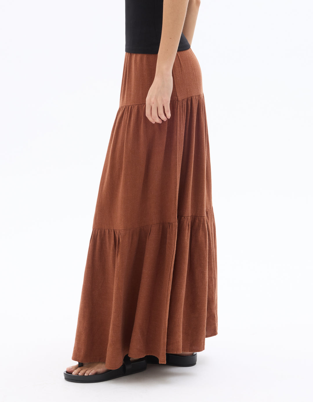 Long viscose linen skirt