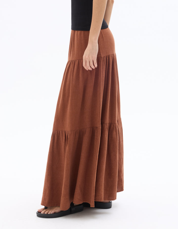 Long viscose linen skirt