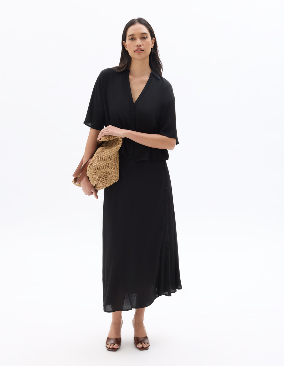 Loose-fit V-neck shirt