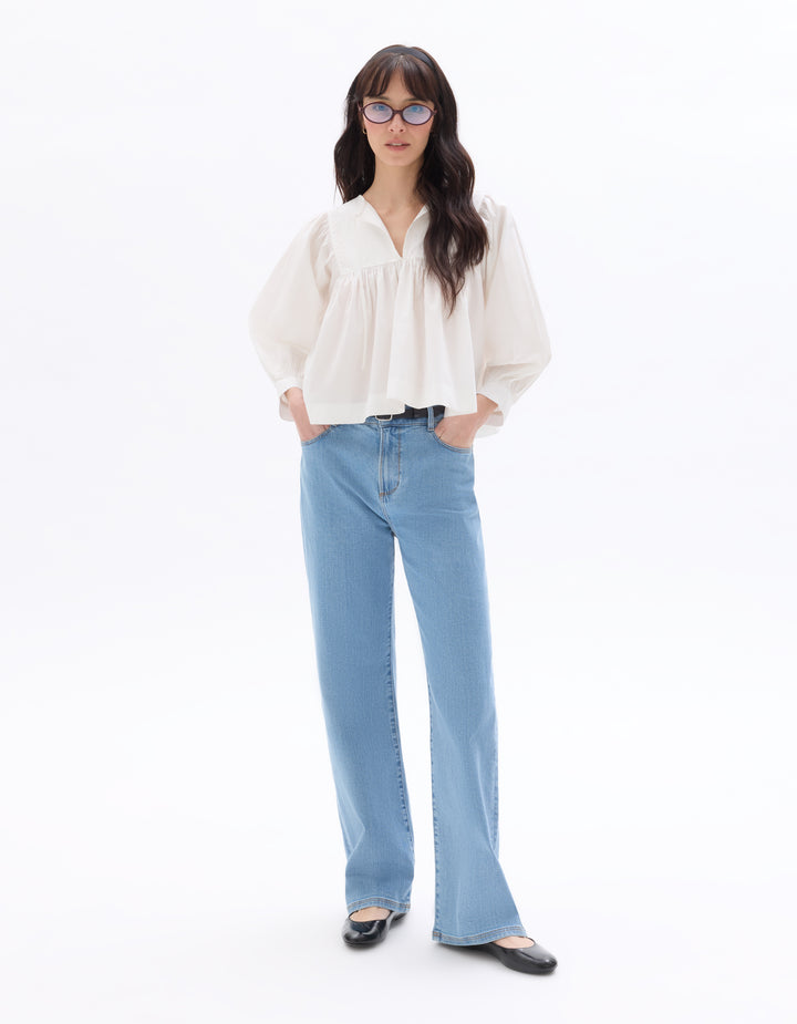 Cotton Blouse with Tunisian Neckline