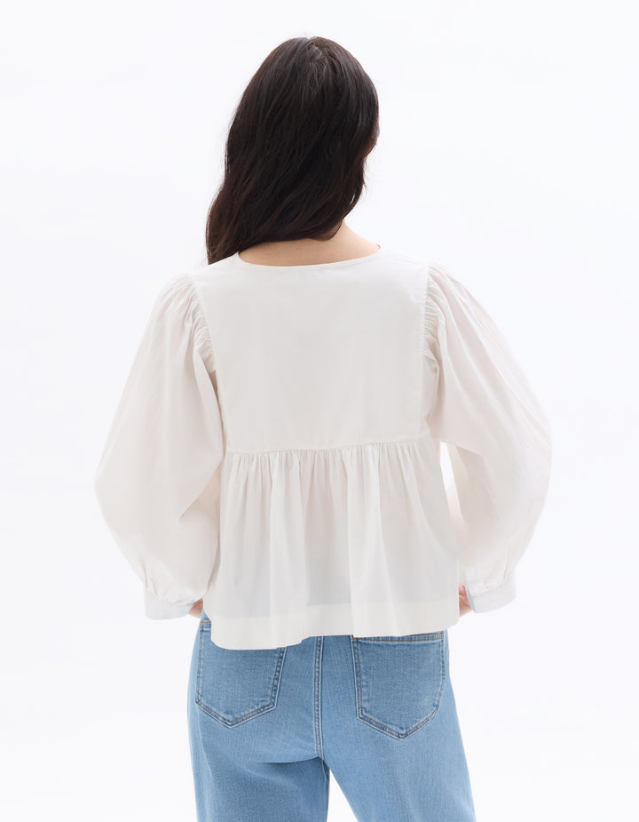 Cotton Blouse with Tunisian Neckline
