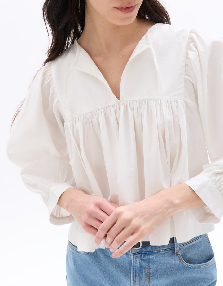 Cotton Blouse with Tunisian Neckline