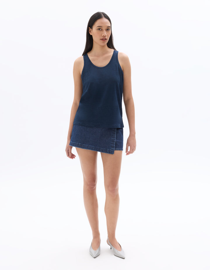 Wide Strap 100% Linen Tank Top