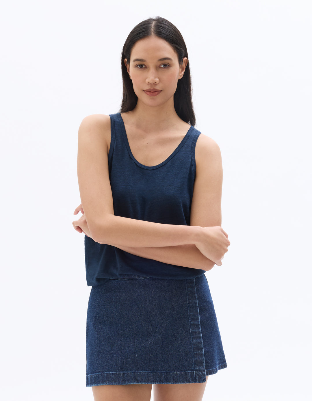 Wide Strap 100% Linen Tank Top