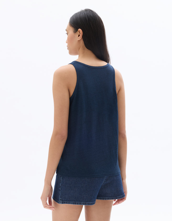 Wide Strap 100% Linen Tank Top