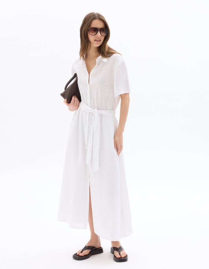 100% Linen A-Line Midi Dress