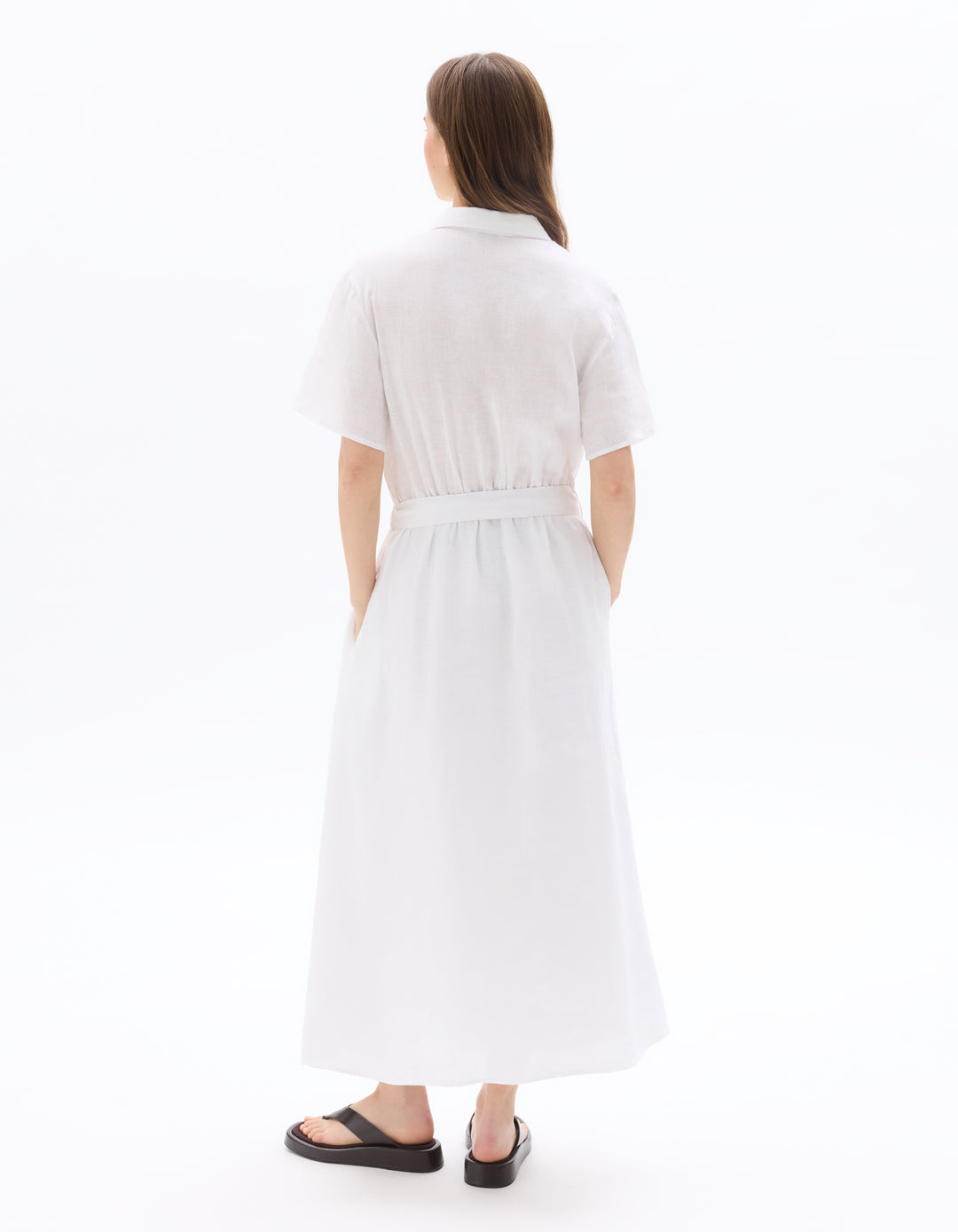 100% Linen A-Line Midi Dress