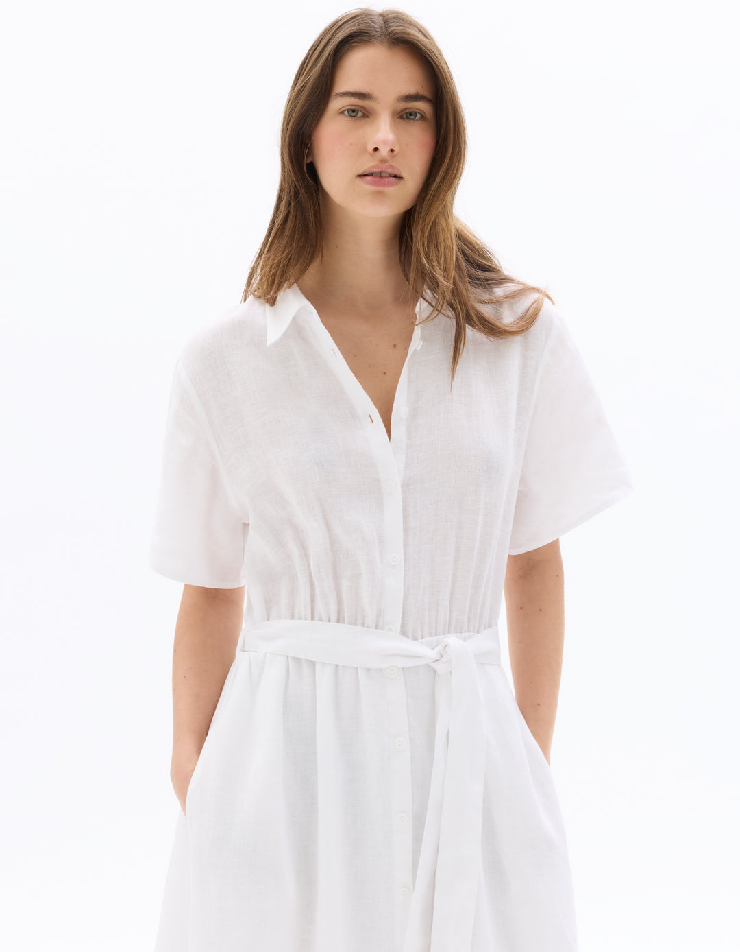 100% Linen A-Line Midi Dress
