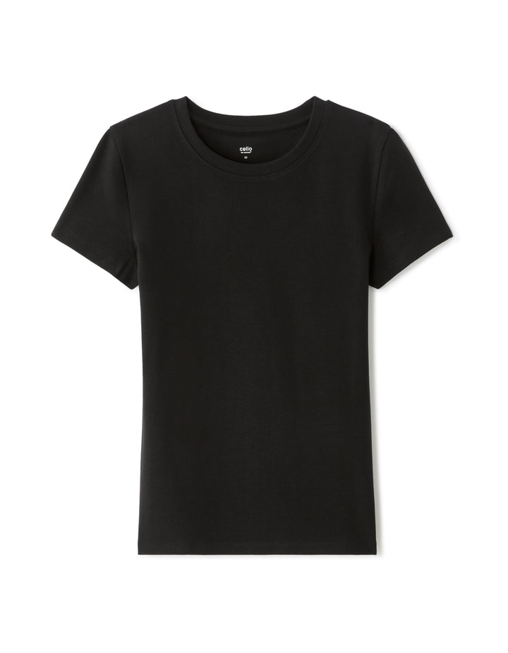 Slim Fit Ribbed Stretch Cotton T-shirt