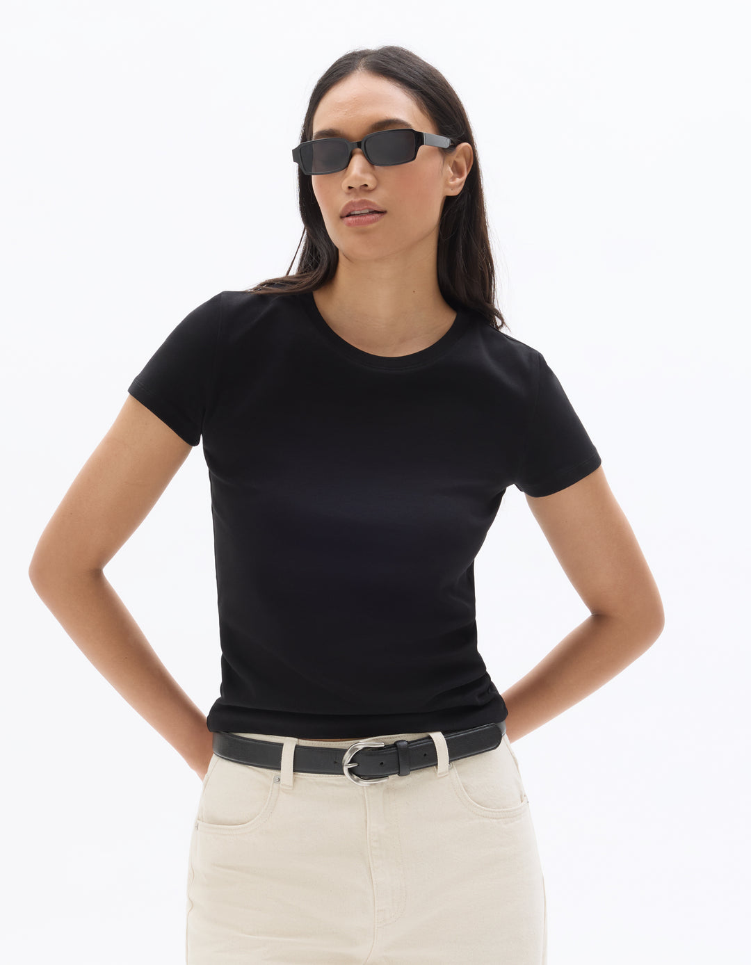Slim Fit Ribbed Stretch Cotton T-shirt
