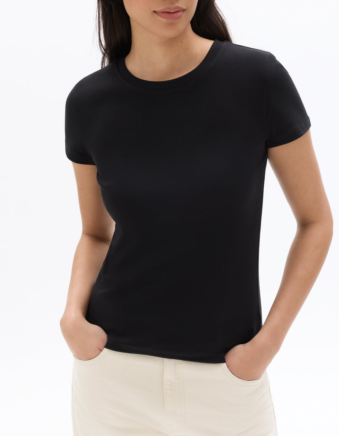 Slim Fit Ribbed Stretch Cotton T-shirt