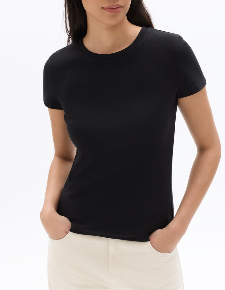 Slim Fit Ribbed Stretch Cotton T-shirt