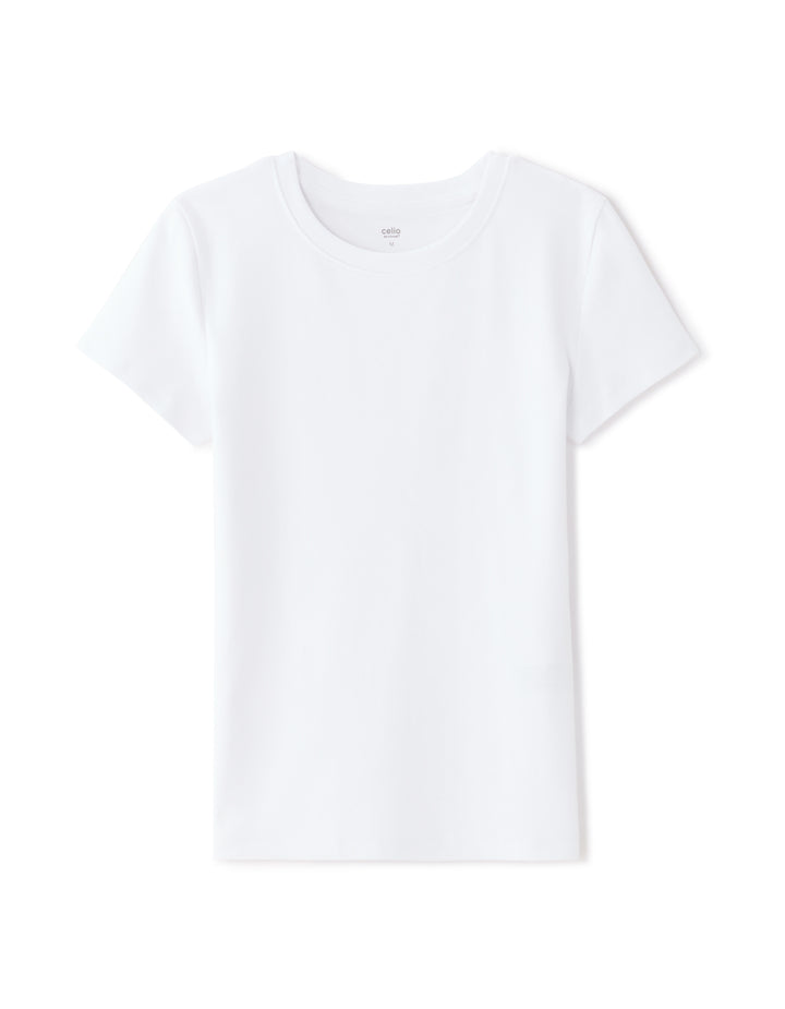 Slim Fit Ribbed Stretch Cotton T-shirt