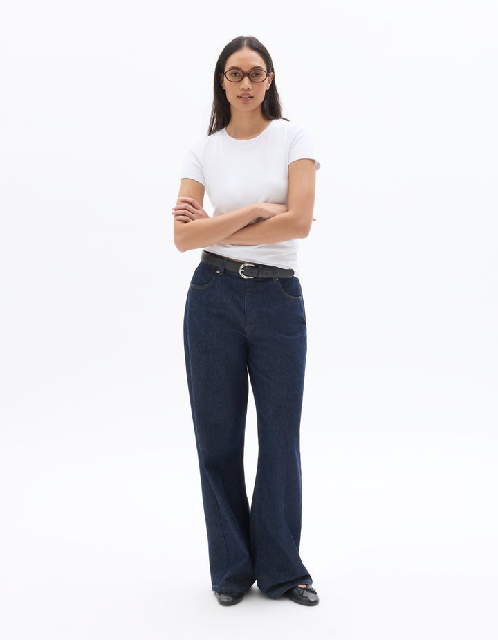 Slim Fit Ribbed Stretch Cotton T-shirt