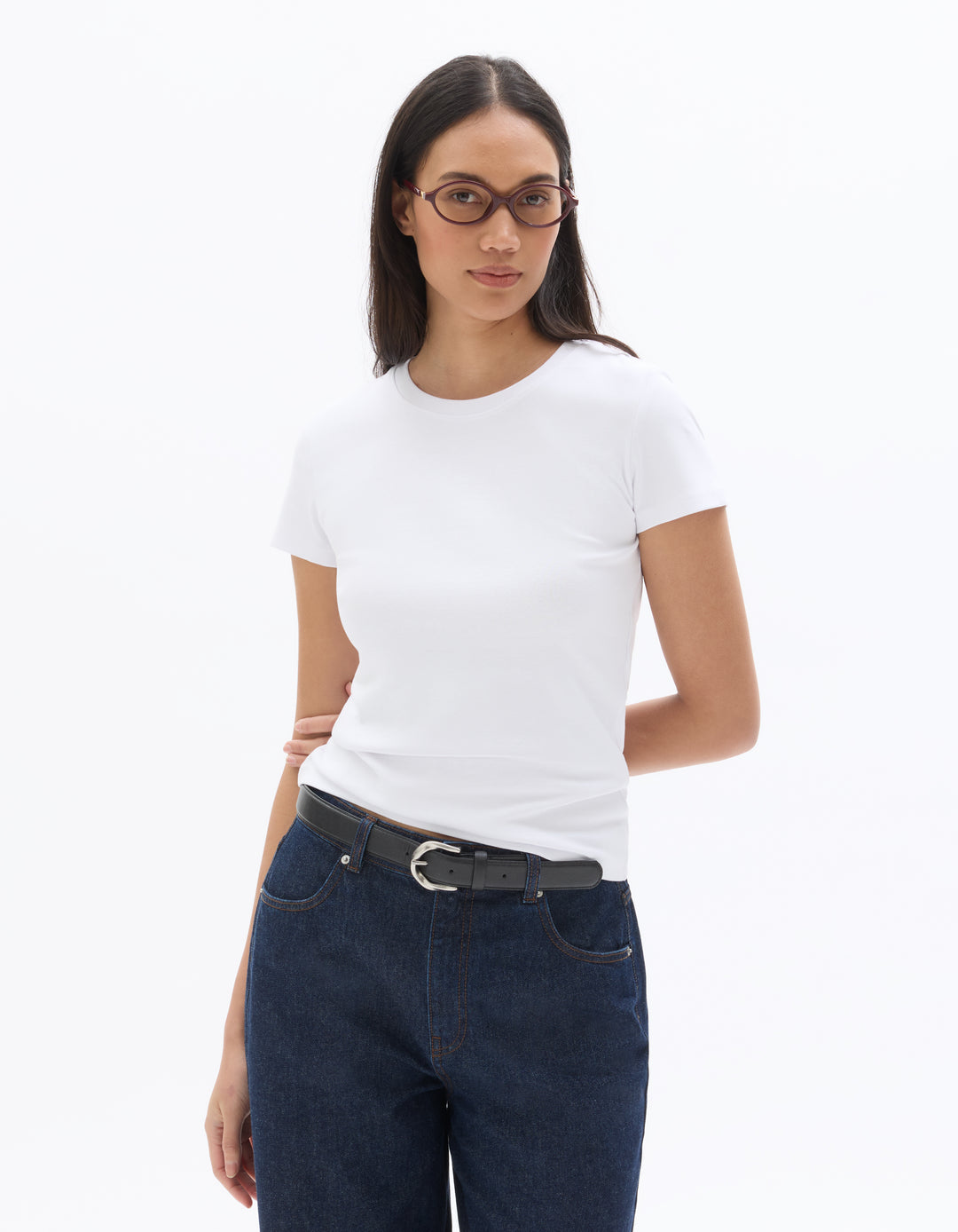Slim Fit Ribbed Stretch Cotton T-shirt