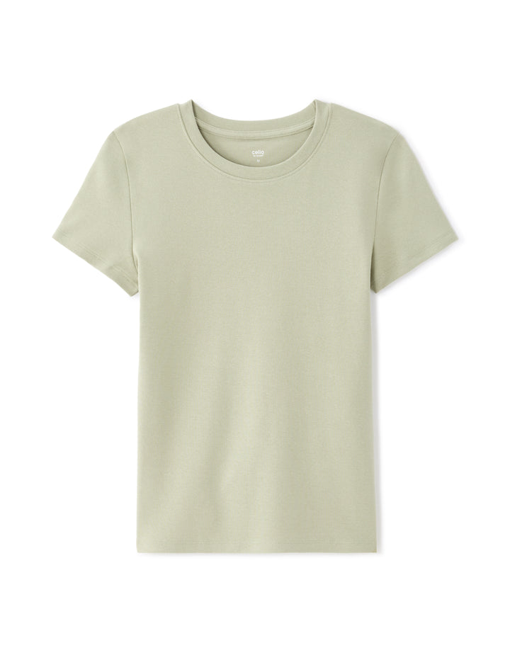 Slim Fit Ribbed Stretch Cotton T-shirt