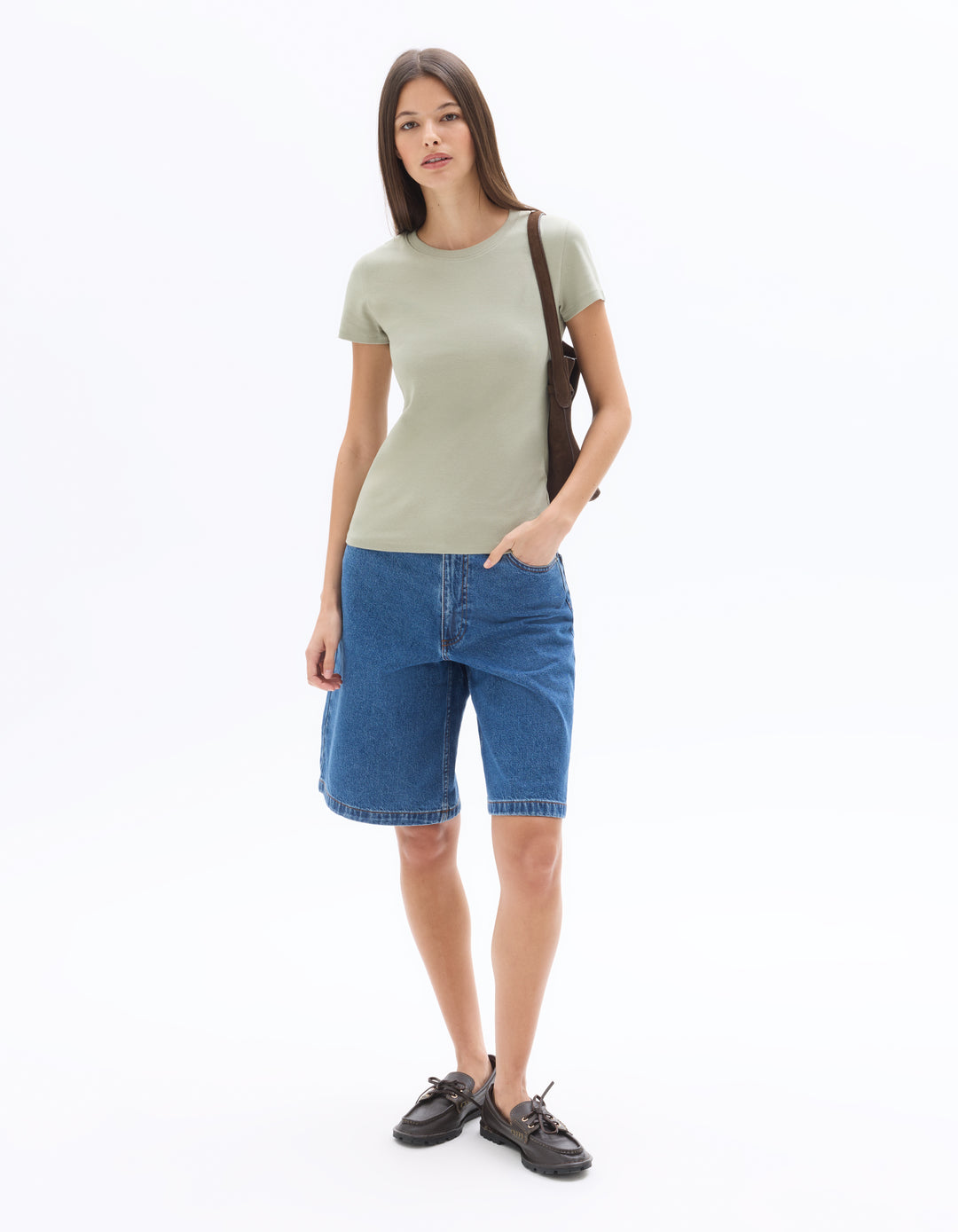 Slim Fit Ribbed Stretch Cotton T-shirt