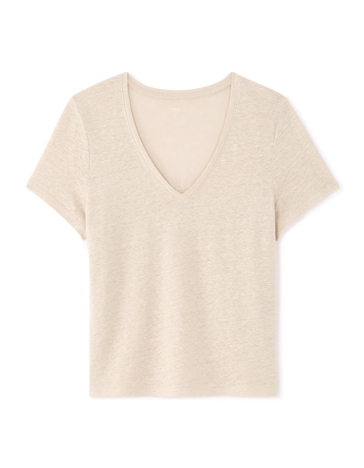 V-neck T-shirt 100% Linen