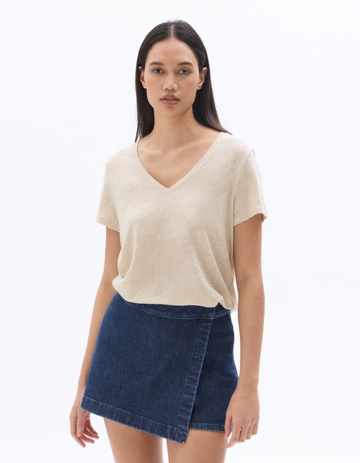 V-neck T-shirt 100% Linen
