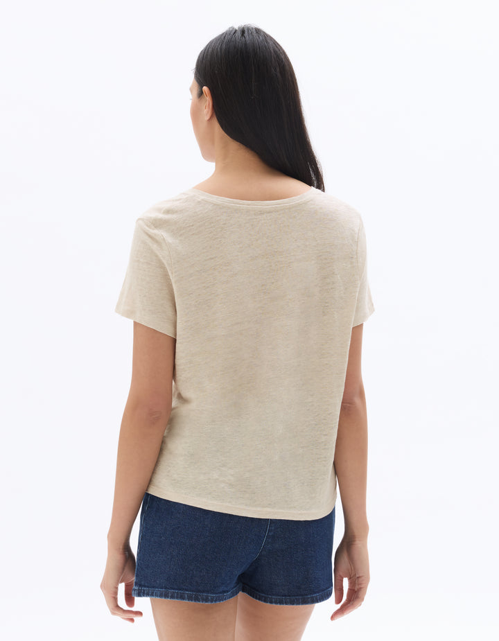 V-neck T-shirt 100% Linen