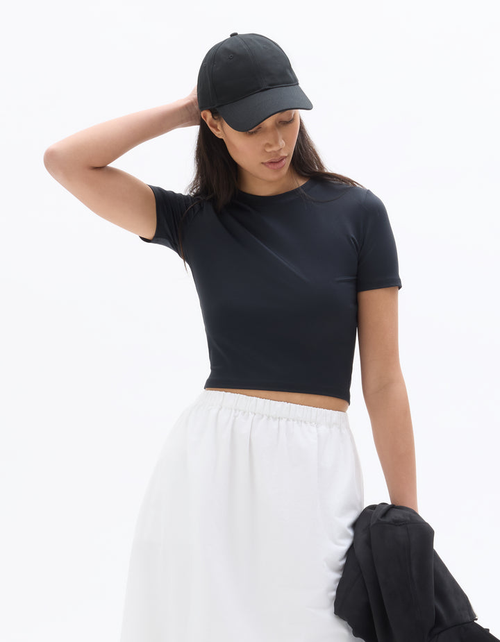 Slim-Fit Crew Neck Crop T-Shirt