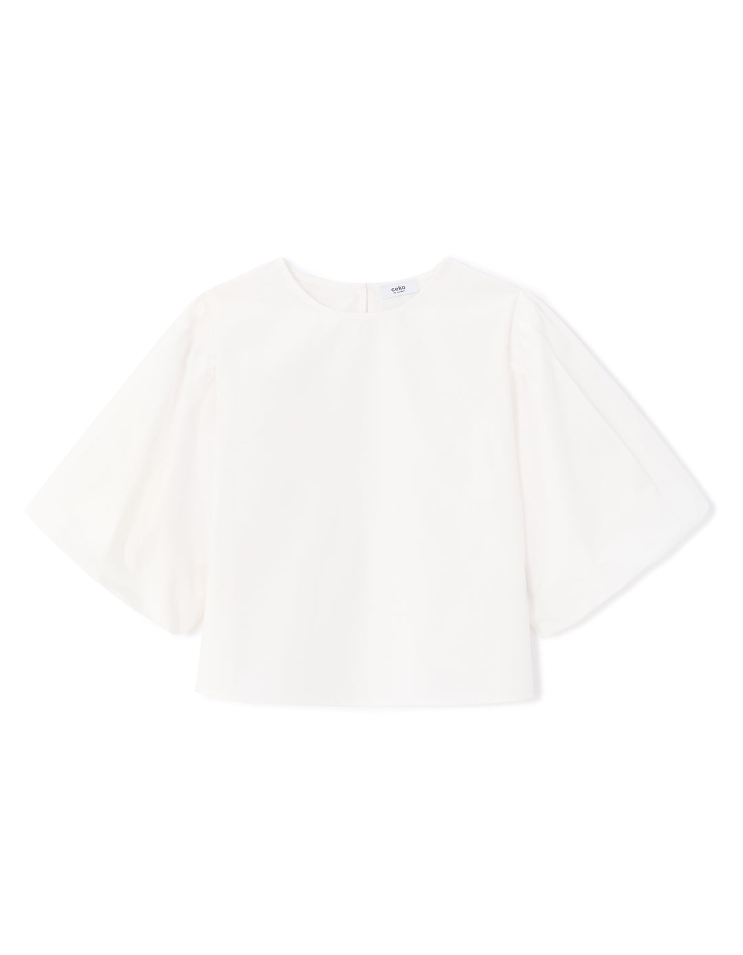 Puff-sleeve 100% cotton poplin blouse